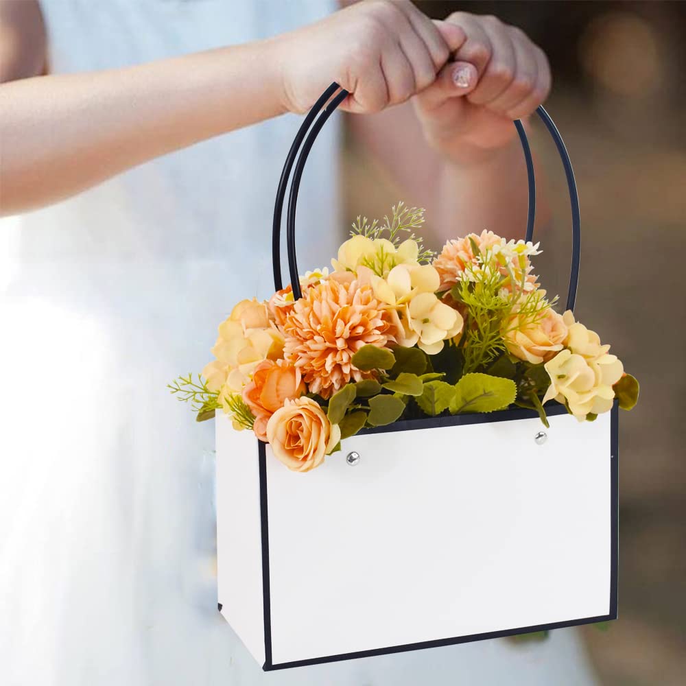 White Waterproof Flower Gift Bags | Premium Rectangular Gift Bag with Handle for Gifting & Events