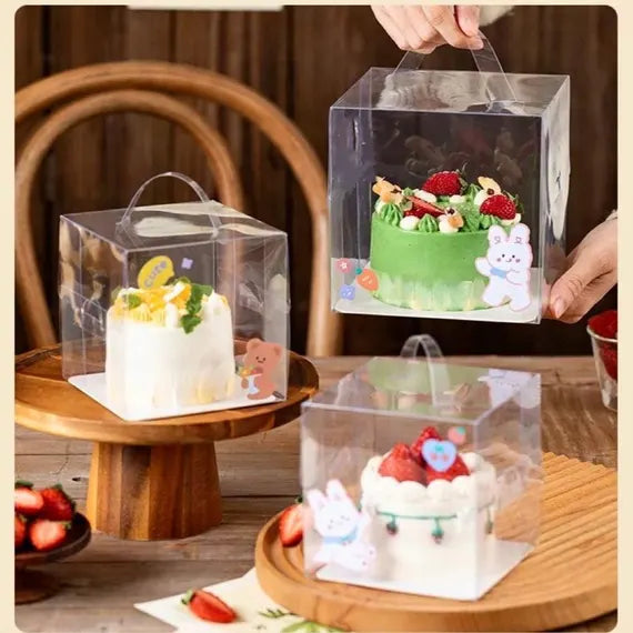 Transparent Mini Cake Box with Handle β 13 x 13 x 13 cm
