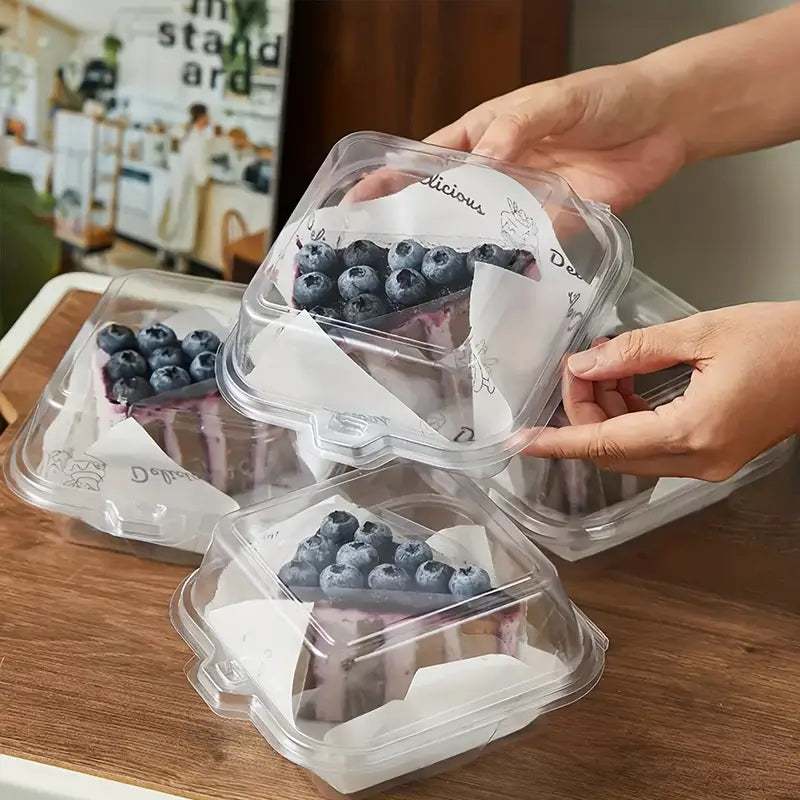 Clear Pvc Bento Cake Box | Clear Square Clamshell Cake Containers β 6-Inch PET Dessert Boxes with Hinged Lids