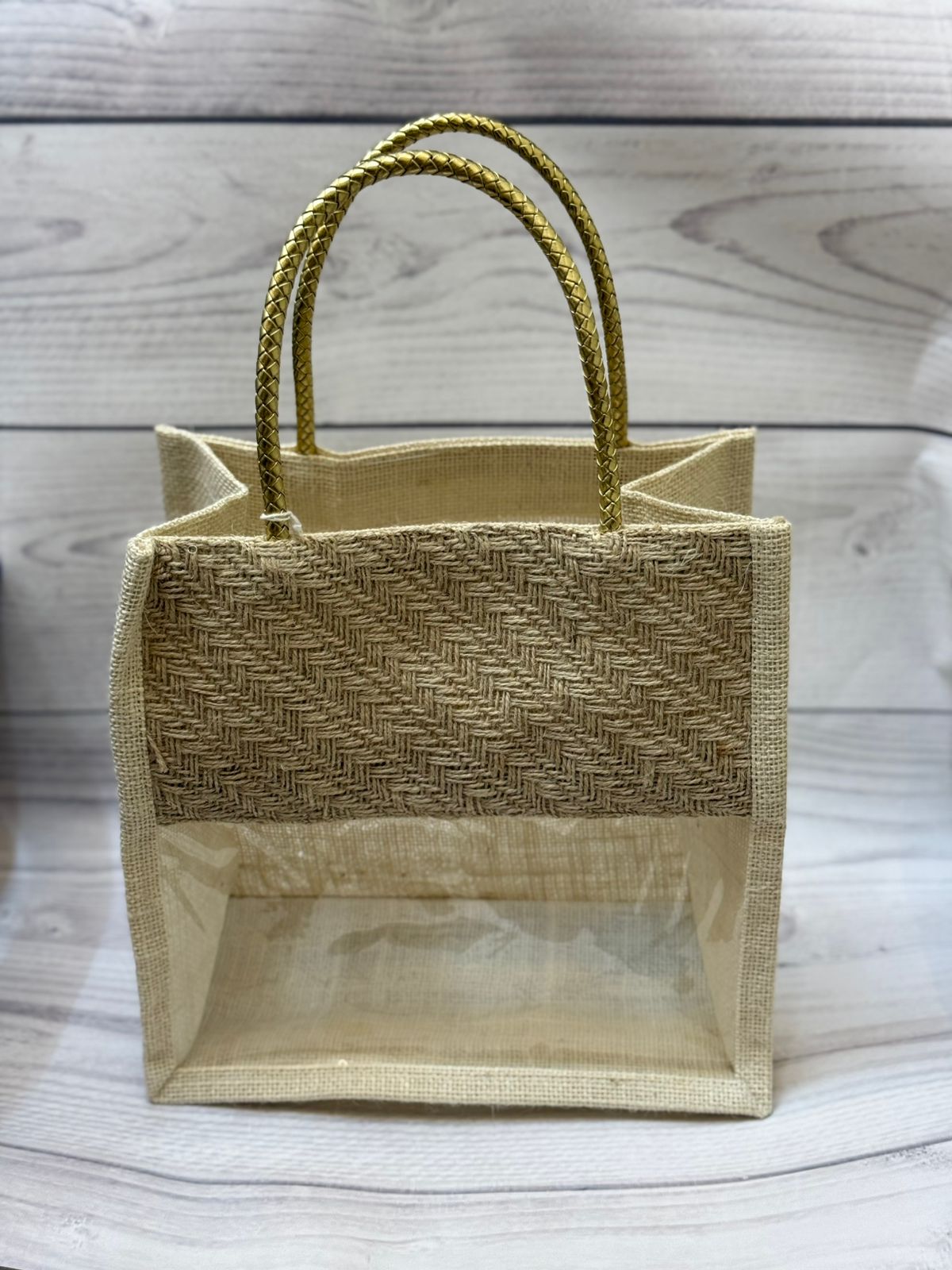 Eco-Friendly Jute Gift Bag with Transparent Window | Reusable Hamper & Packaging Tote String