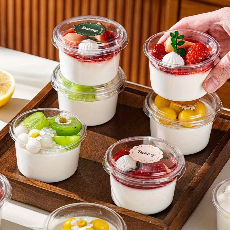 350ml Round Dessert Cup with Lid | Clear Disposable Dessert, Parfait & Pudding Container