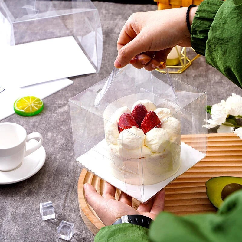 Transparent Mini Cake Box with Handle β 13 x 13 x 13 cm