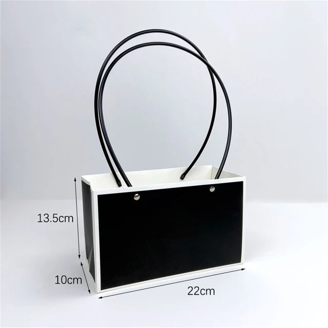 Black Waterproof Flower Gift Bags | Premium Rectangular Gift Bag with Handle for Gifting & Events
