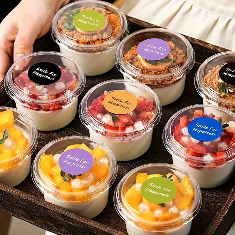 350ml Round Dessert Cup with Lid | Clear Disposable Dessert, Parfait & Pudding Container