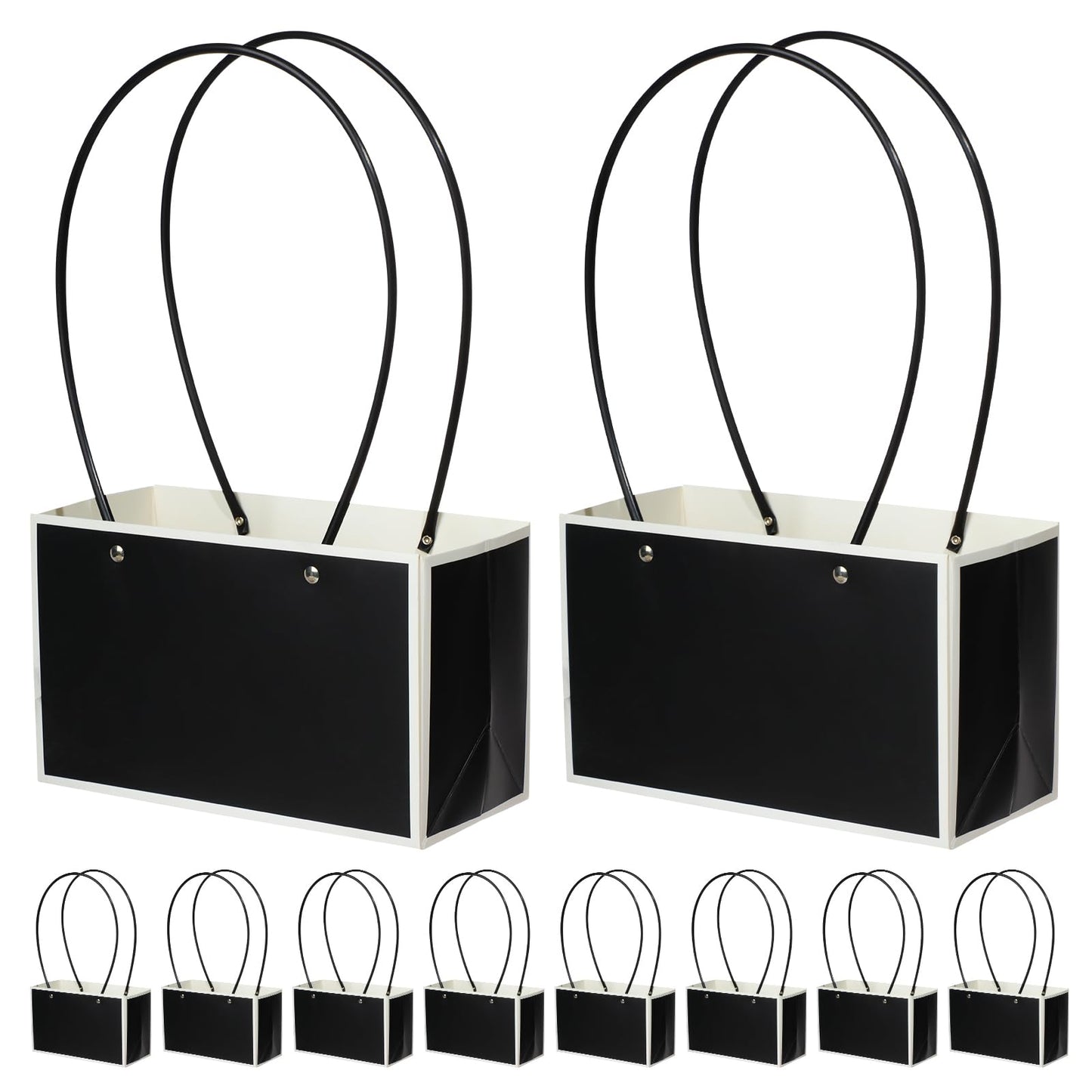 Black Waterproof Flower Gift Bags | Premium Rectangular Gift Bag with Handle for Gifting & Events