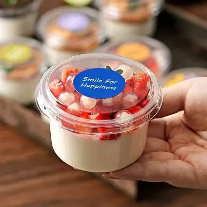 350ml Round Dessert Cup with Lid | Clear Disposable Dessert, Parfait & Pudding Container