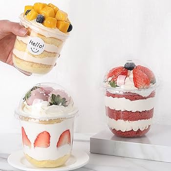 Clear Plastic Dessert Cups | Mousse Glass | Parfait & Pudding Containers with Lids
