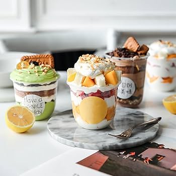 Clear Plastic Dessert Cups | Mousse Glass | Parfait & Pudding Containers with Lids