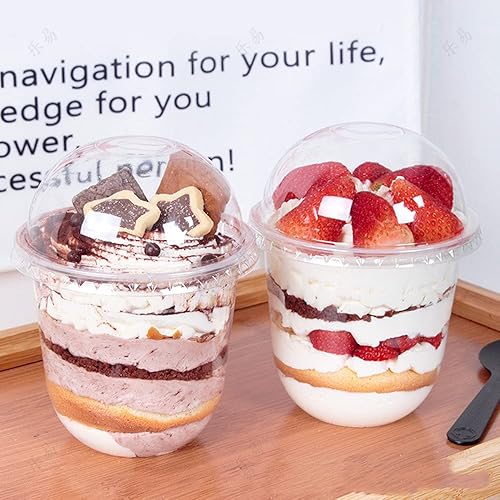 Clear Plastic Dessert Cups | Mousse Glass | Parfait & Pudding Containers with Lids