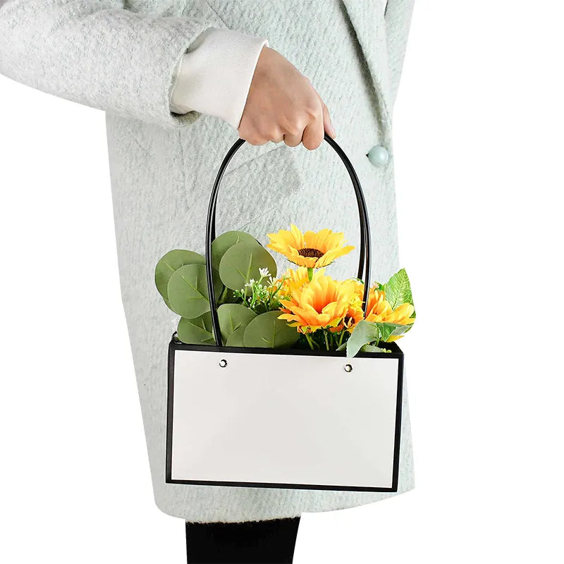 White Waterproof Flower Gift Bags | Premium Rectangular Gift Bag with Handle for Gifting & Events