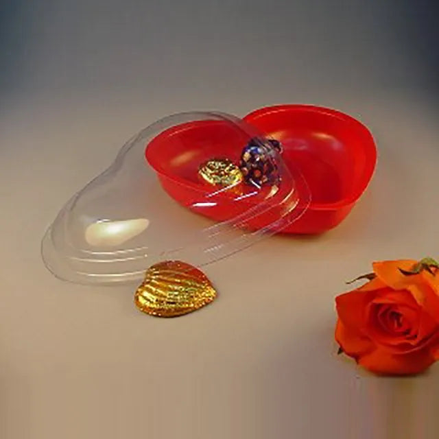 Heart Shaped Dessert Box with Clear Lid – Red