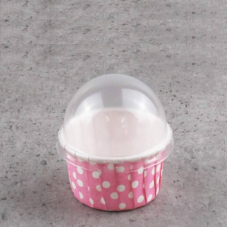 Pink Polka Dot Dessert Cups with Dome Lid | Polka Dot Dessert Cups with Dome Lid