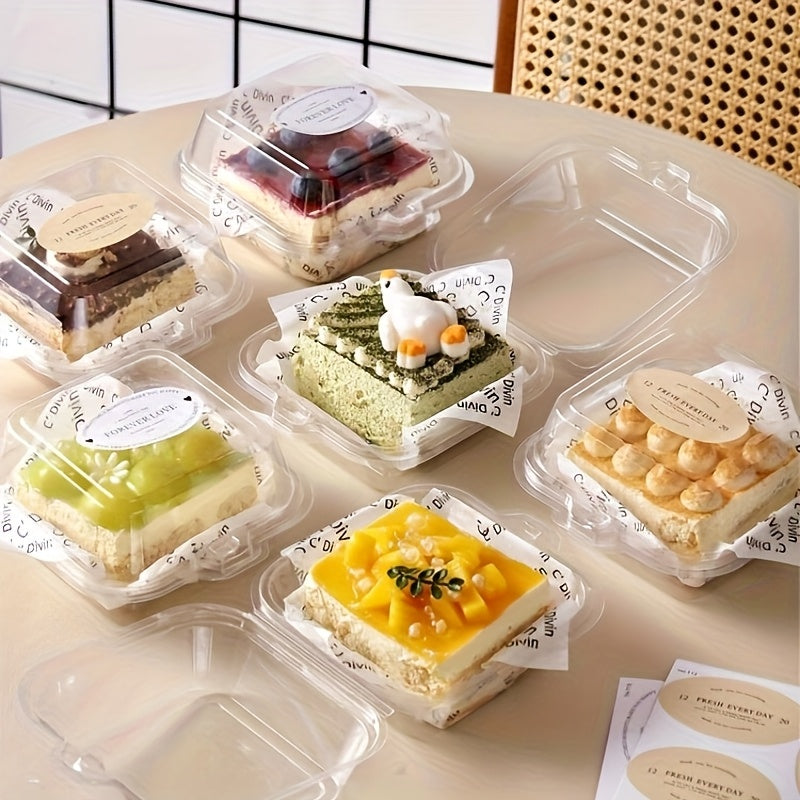 Clear Pvc Bento Cake Box | Clear Square Clamshell Cake Containers β 6-Inch PET Dessert Boxes with Hinged Lids