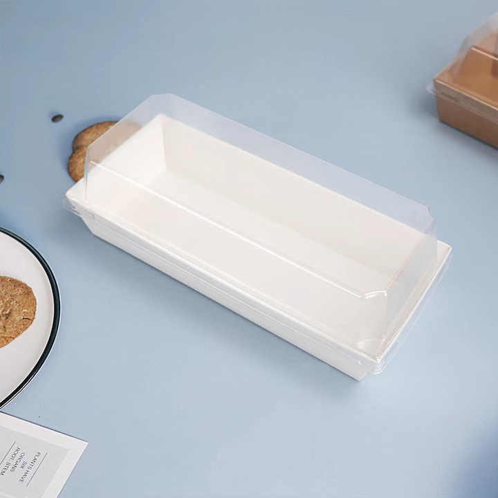 MEDIUM RECTANGLE BAKE AND SERVE WITH LID | Rectangle Disposable Paper Dessert Boxes with Clear Lids – Eco-Friendly Packaging