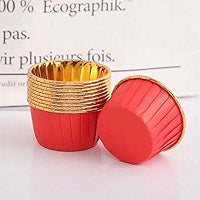 Premium Red & Gold Foil Dessert Cups β Heat-Resistant Baking Molds | Luxury Metallic Cupcake & Dessert Cups