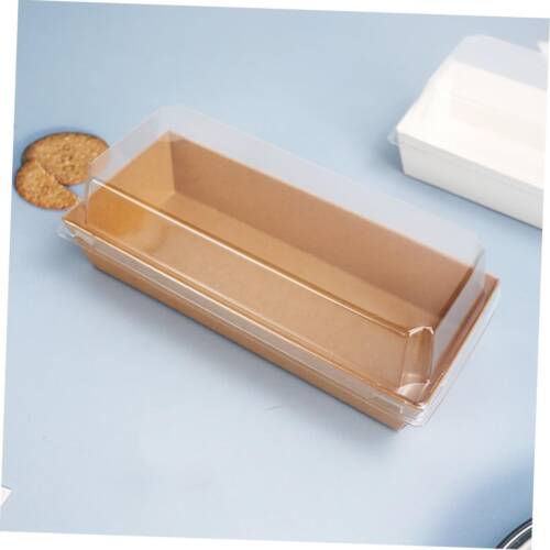 MEDIUM RECTANGLE BAKE AND SERVE WITH LID | Rectangle Disposable Paper Dessert Boxes with Clear Lids – Eco-Friendly Packaging