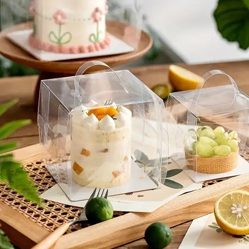 Transparent Mini Cake Box with Handle β 8.5 x 8.5 x 8.5 cm