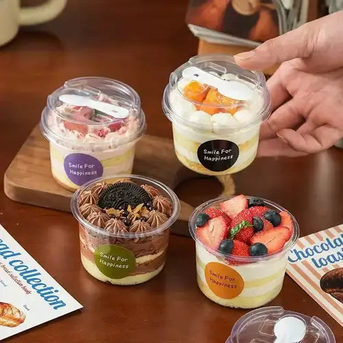 Imported Clear Dessert Cup with Dome Lid & Spoon | 200ml Premium Dessert Container