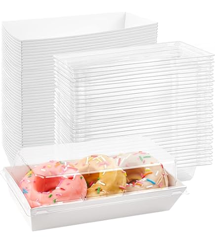 SMALL RECTANGLE BAKE AND SERVE WITH LID | Rectangle Disposable Paper Dessert Boxes with Clear Lids – Eco-Friendly Packaging