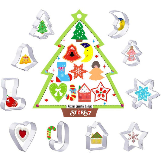 10-Piece Christmas Cookie Cutter Set – Stainless Steel Baking Moulds