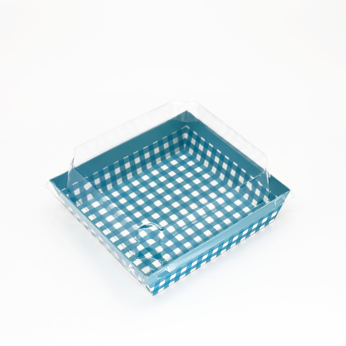 SQUARE BAKE AND SERVE WITH LID BLUE | Printed Direct Bakeable Mould With Lid