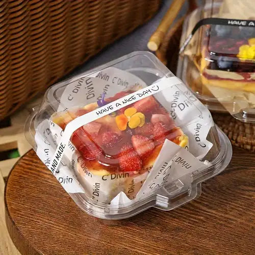 Clear Pvc Bento Cake Box | Clear Square Clamshell Cake Containers β 6-Inch PET Dessert Boxes with Hinged Lids