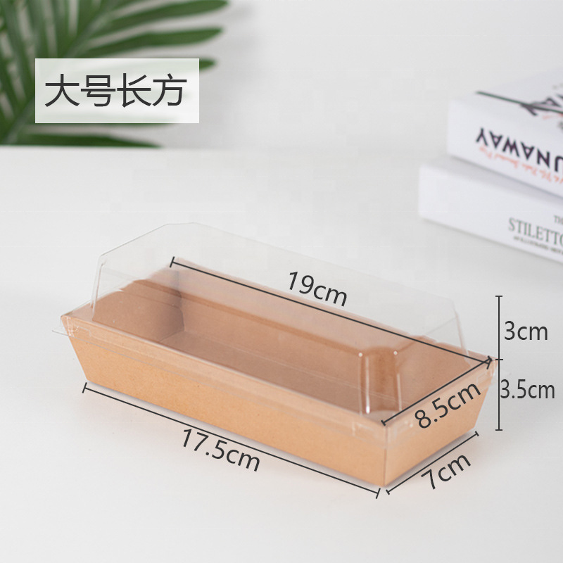 RECTANGULAR CONTAINER WITH LID | Rectangle Disposable Paper Dessert Boxes with Clear Lids – Eco-Friendly Packaging
