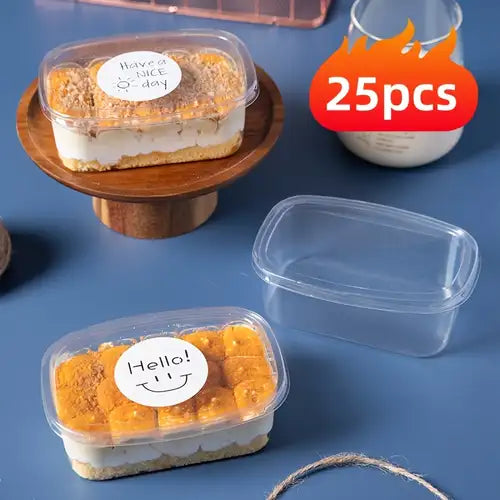 Clear Rectangular Dessert Box with Lid – 350ml Cake & Tiramisu Dessert Container