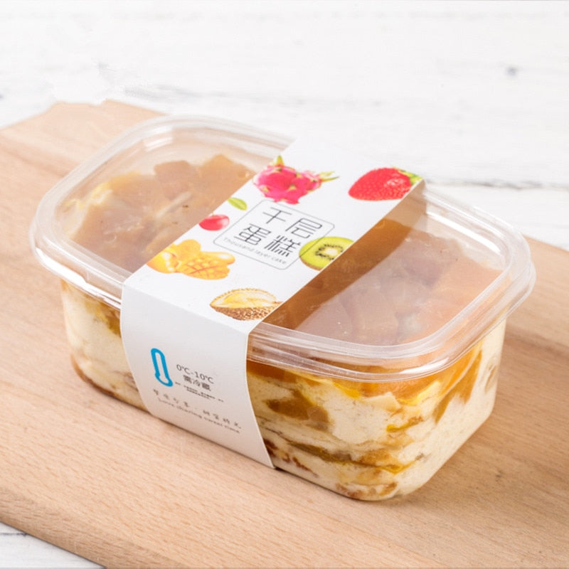 Clear Rectangular Dessert Box with Lid – 350ml Cake & Tiramisu Dessert Container