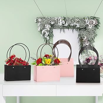 White Aesthetic Waterproof Flower Gift Bags | Premium Rectangular Gift Bag with Handle