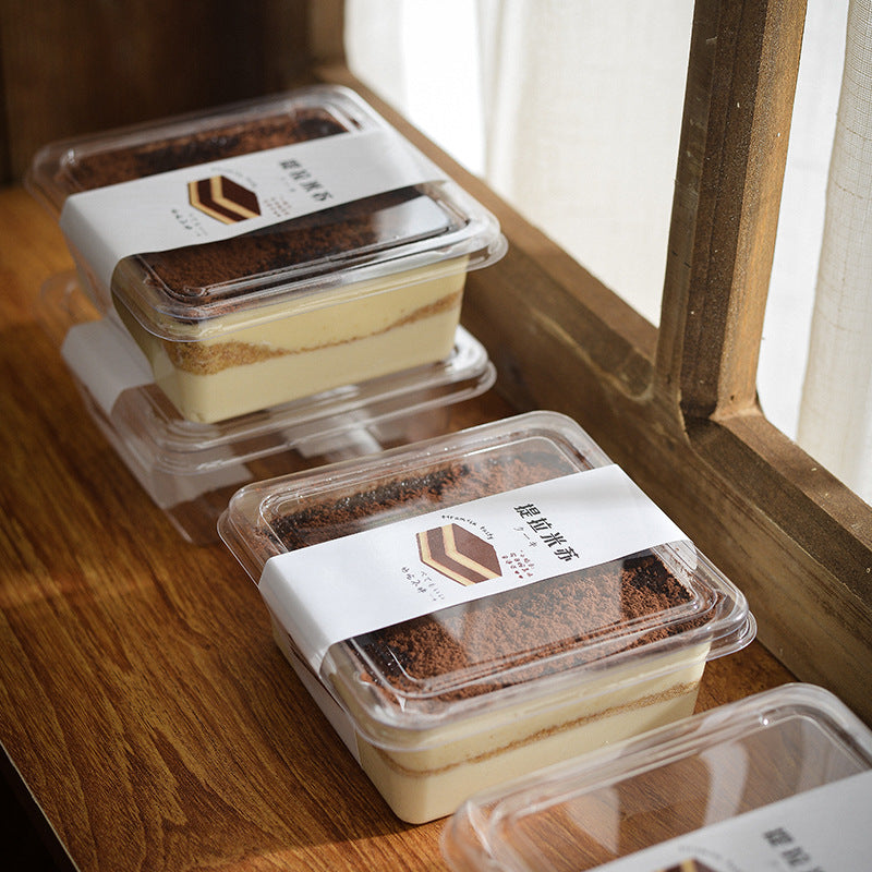 Square Dessert Box with Lid – 250ml | Transparent Plastic Tiramisu Container