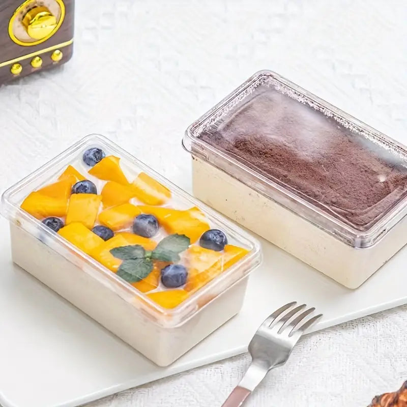RECTANGLE PLASTIC DESSERT CONTAINER / TIRAMISU BOX