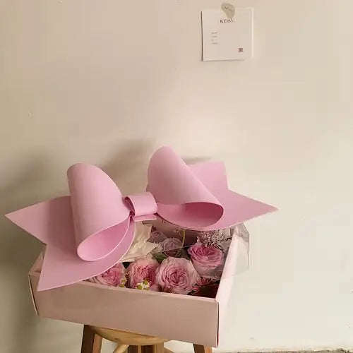 Luxury Pink Gift Box with Large Bow & Clear Lid | Pink Hamper Box With Bow