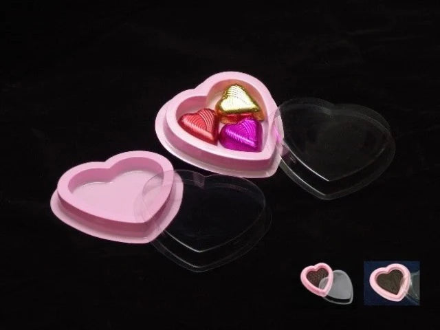 Heart Shaped Dessert Box with Clear Lid – Pink