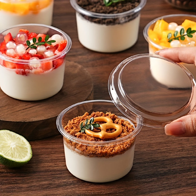450ml Round Dessert Cup with Lid | Clear Disposable Pudding & Parfait Container