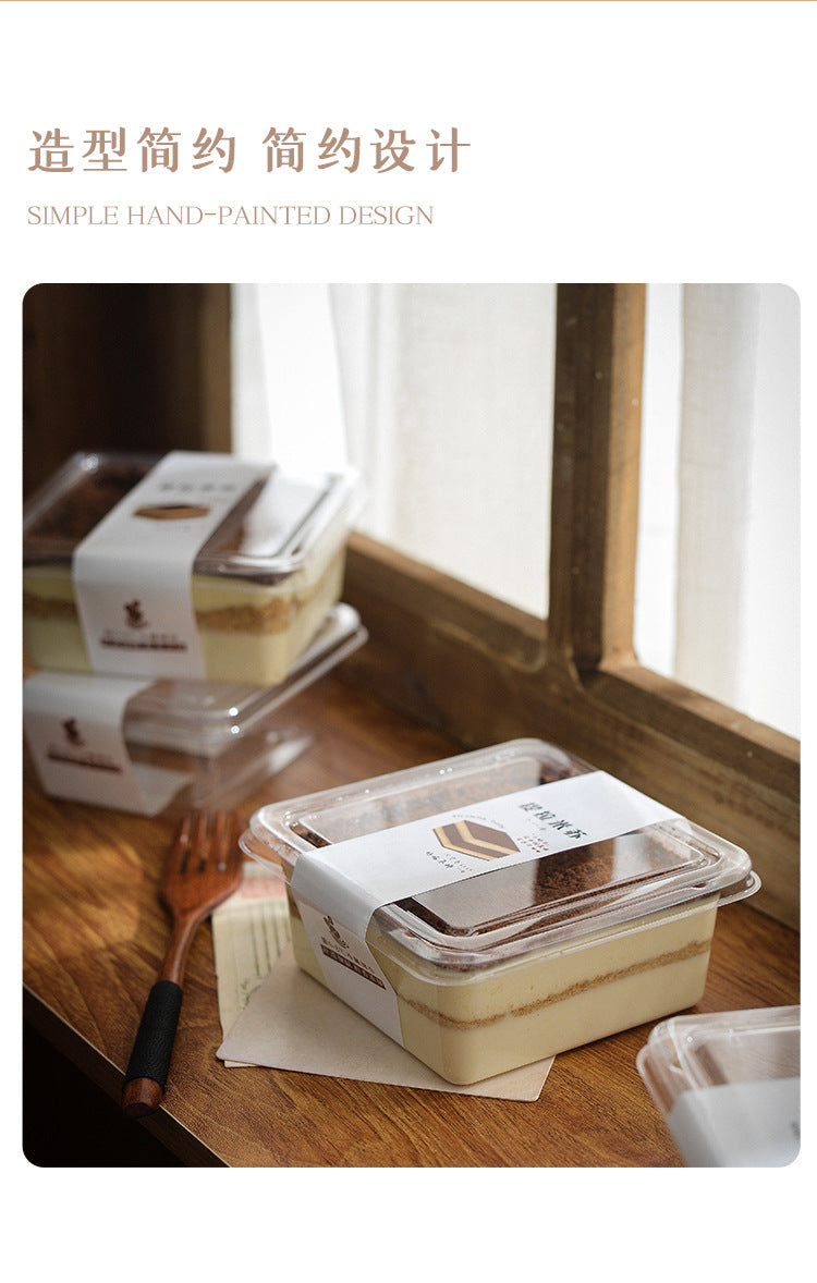 Square Dessert Box with Lid – 250ml | Transparent Plastic Tiramisu Container