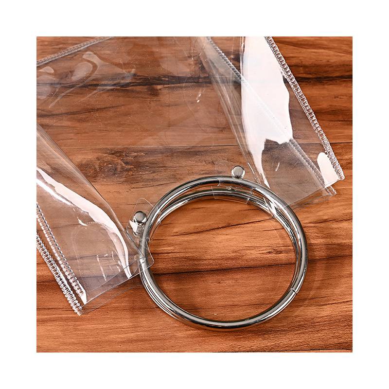 Clear PVC Gift Bag with Round Metal Handle | Metal Handle Pvc Hamper Bag 20x18x10cms