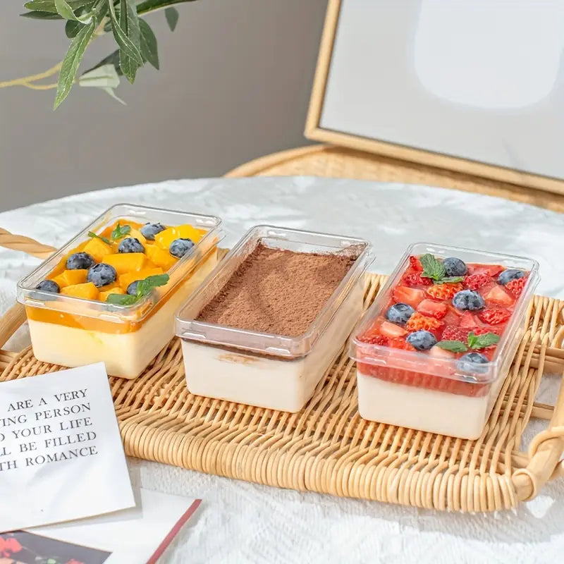RECTANGLE PLASTIC DESSERT CONTAINER / TIRAMISU BOX