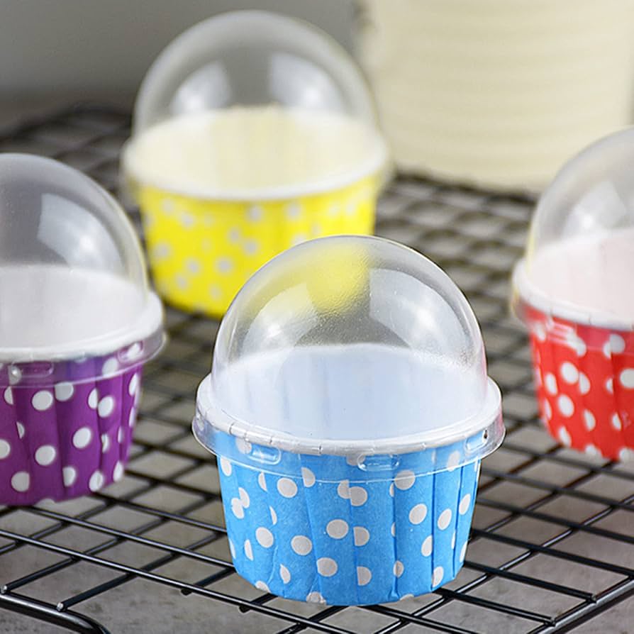 Blue Polka Dot Dessert Cups with Dome Lid | Polka Dot Dessert Cups with Dome Lid