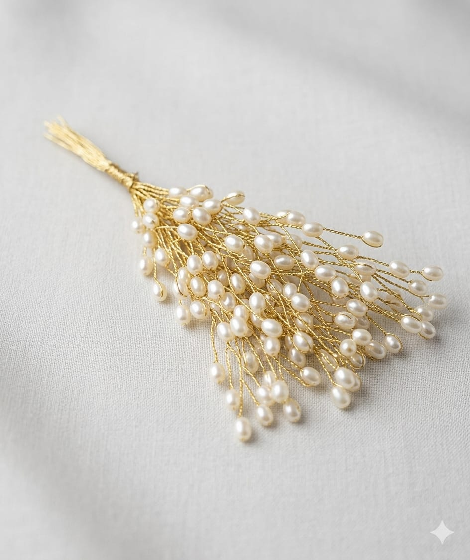 Premium Mini Oval Pearl Bouquet Spray Pick | Decorative Floral & Hamper Embellishment