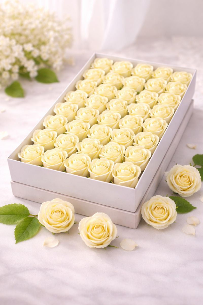 Cream Scented Artificial Rose Box for Gifting & Décor