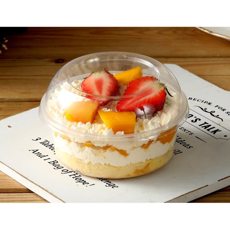 Clear Dome-Lid Round Dessert Cup – 250ml Dessert, Fruit, Yogurt & Parfait Bowl