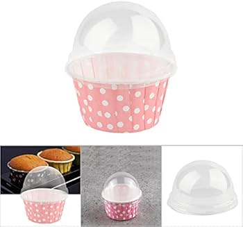 Pink Polka Dot Dessert Cups with Dome Lid | Polka Dot Dessert Cups with Dome Lid