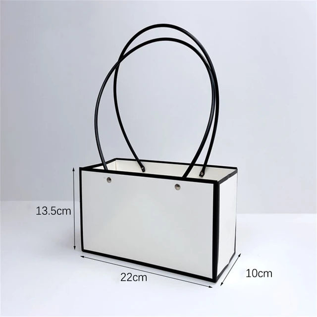 White Waterproof Flower Gift Bags | Premium Rectangular Gift Bag with Handle for Gifting & Events