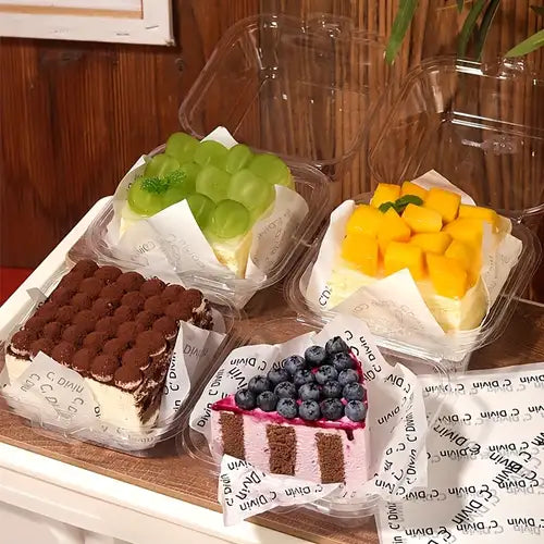 Clear Pvc Bento Cake Box | Clear Square Clamshell Cake Containers β 6-Inch PET Dessert Boxes with Hinged Lids