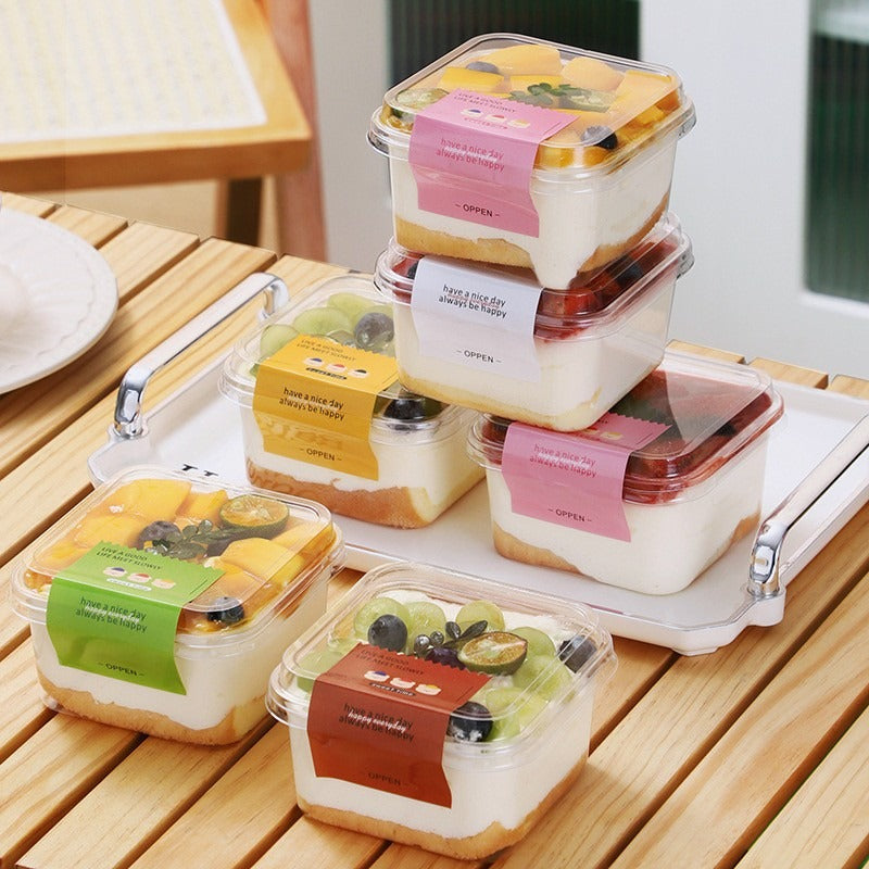375ml Square Clear Dessert Container with Lid – Premium Tiramisu & Cake Packaging