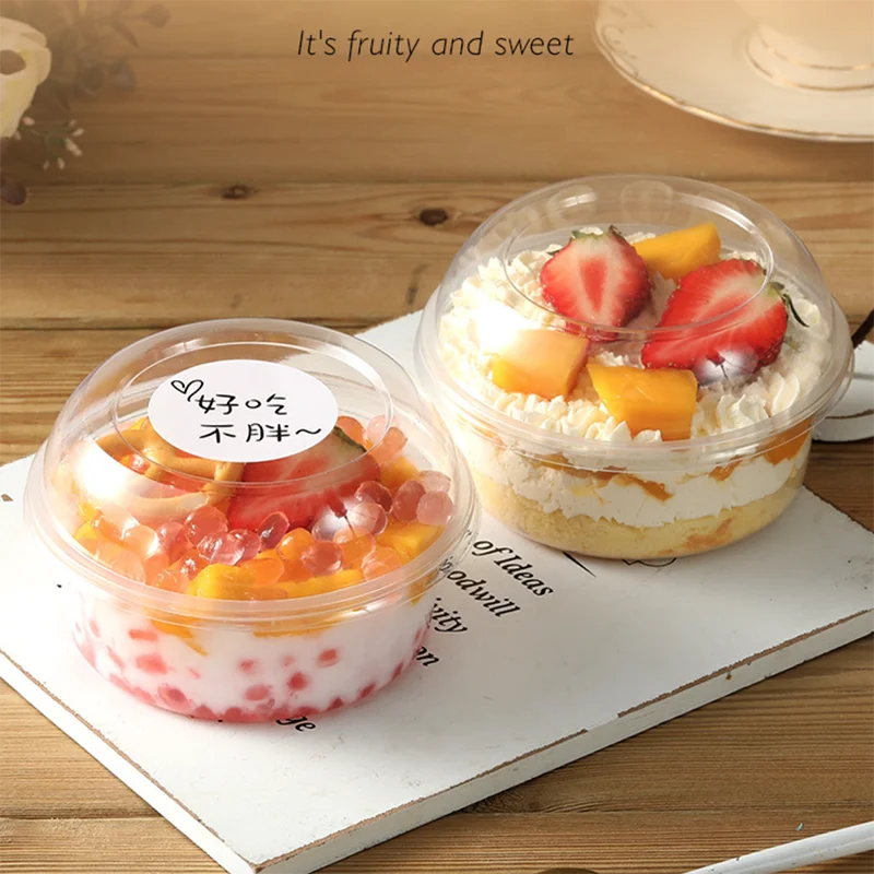 Clear Dome-Lid Round Dessert Cup – 400ml Dessert, Fruit, Yogurt & Parfait Bowl