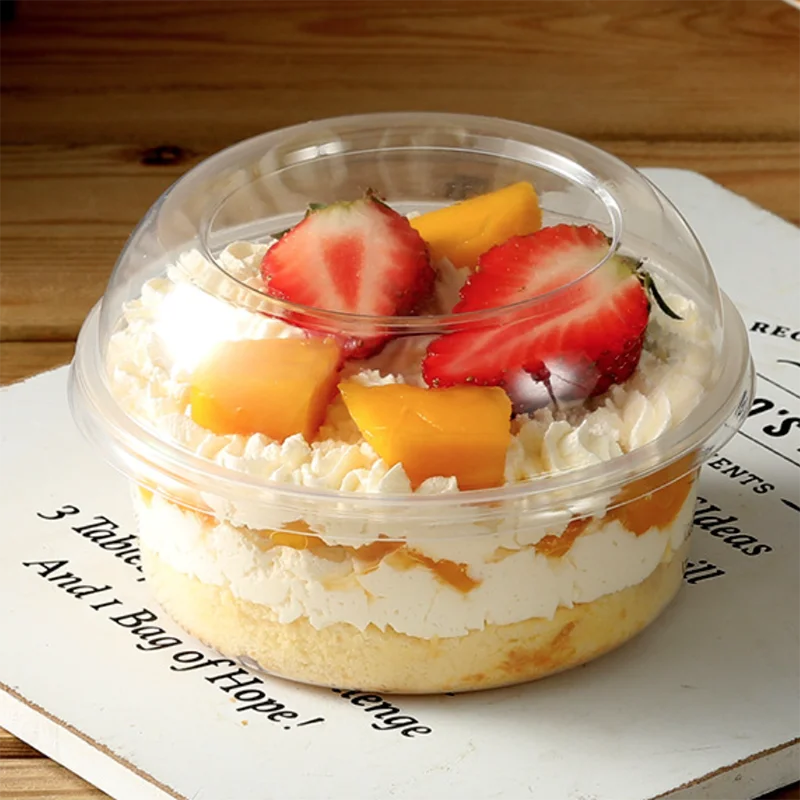 Clear Dome-Lid Round Dessert Cup – 400ml Dessert, Fruit, Yogurt & Parfait Bowl