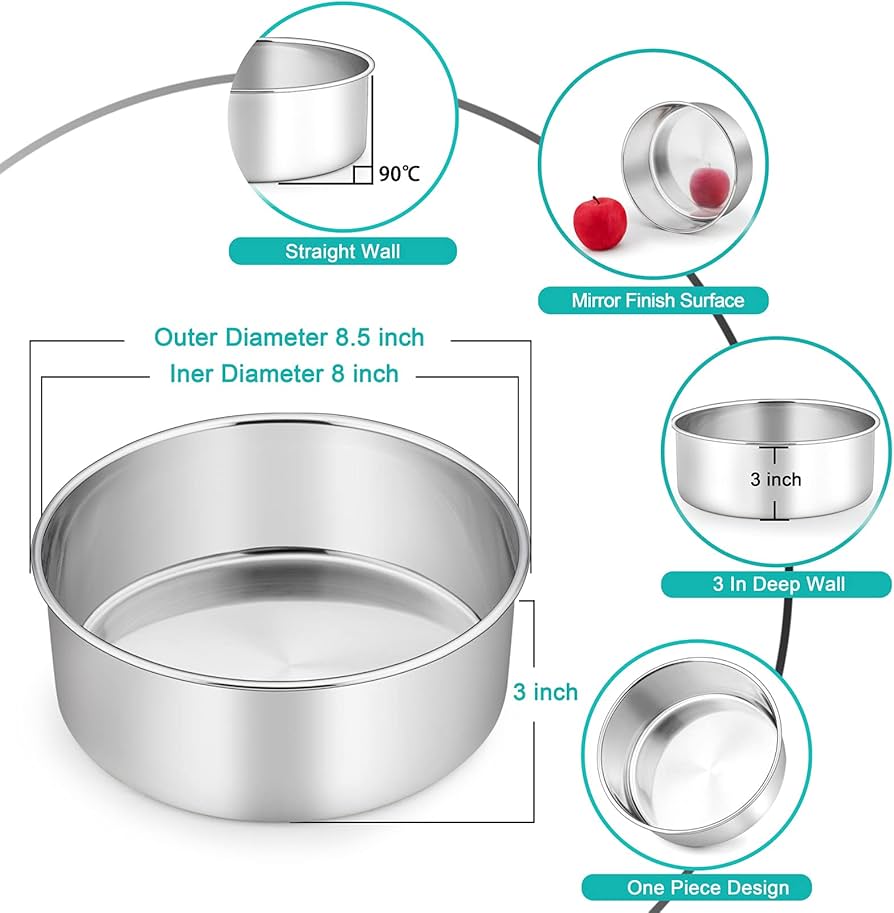 8 x 3 inches Round Aluminum Cake Tin | Cake Mould | Round Thali