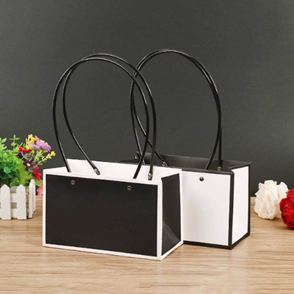 Black Waterproof Flower Gift Bags | Premium Rectangular Gift Bag with Handle for Gifting & Events